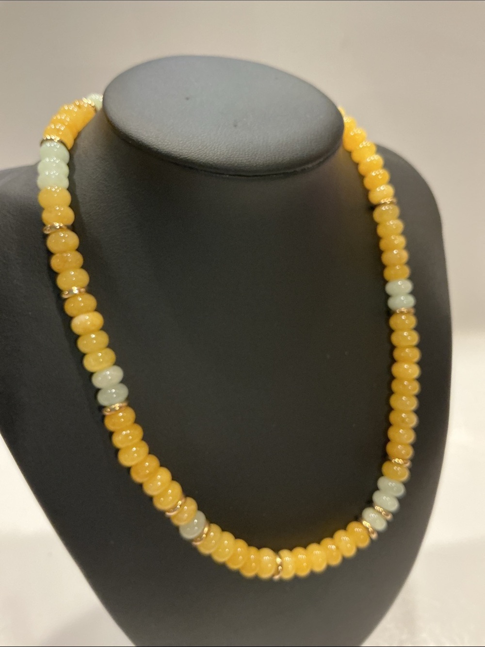 Yellow Bead Necklace with White Accents - Women Jewelry